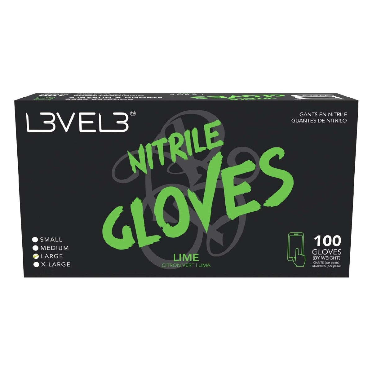 L3Vel3 Nitrile Gloves Lime Large 100 Piece My Beauty Site Pro