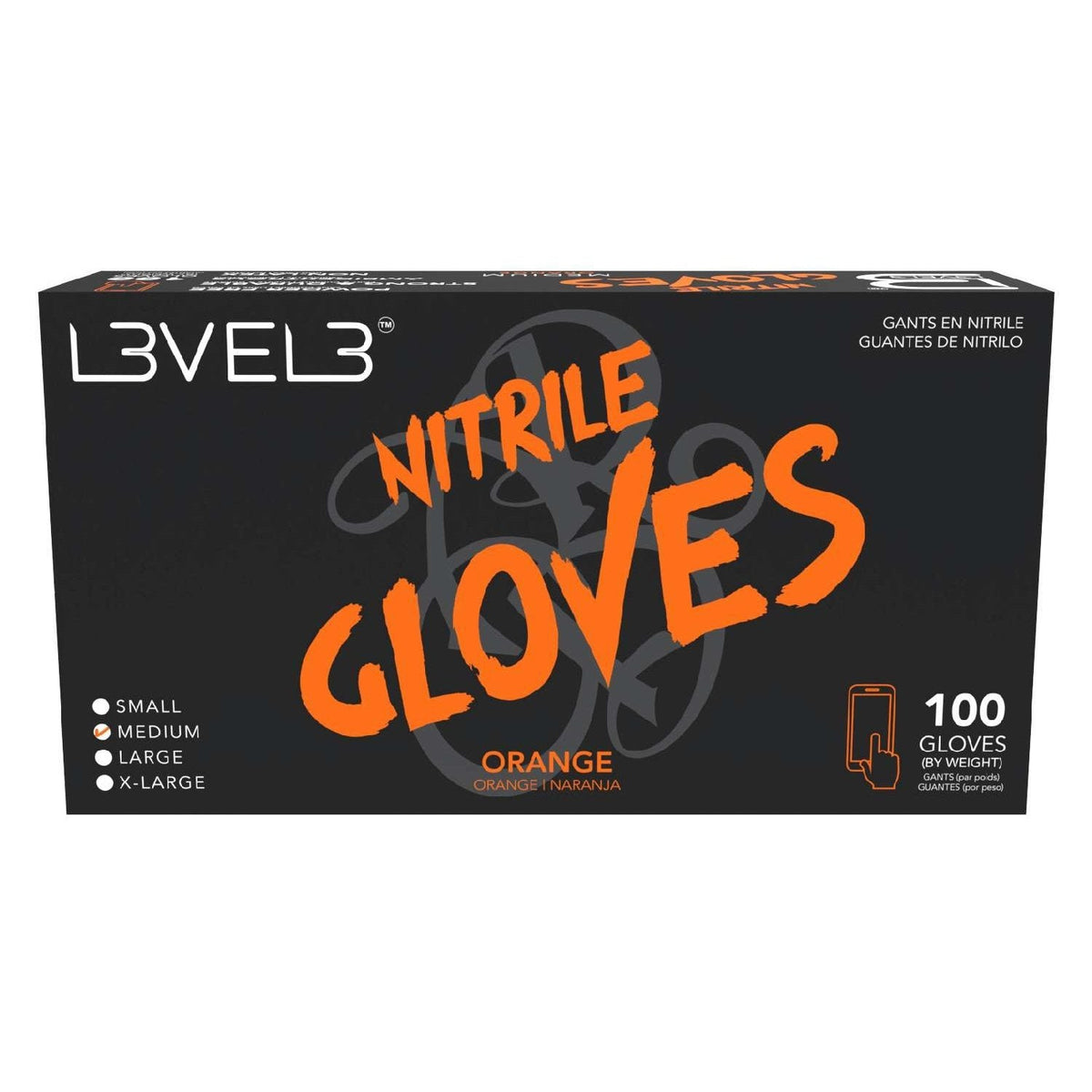 L3Vel3 Nitrile Gloves Orange Medium 100 Piece My Beauty Site Pro