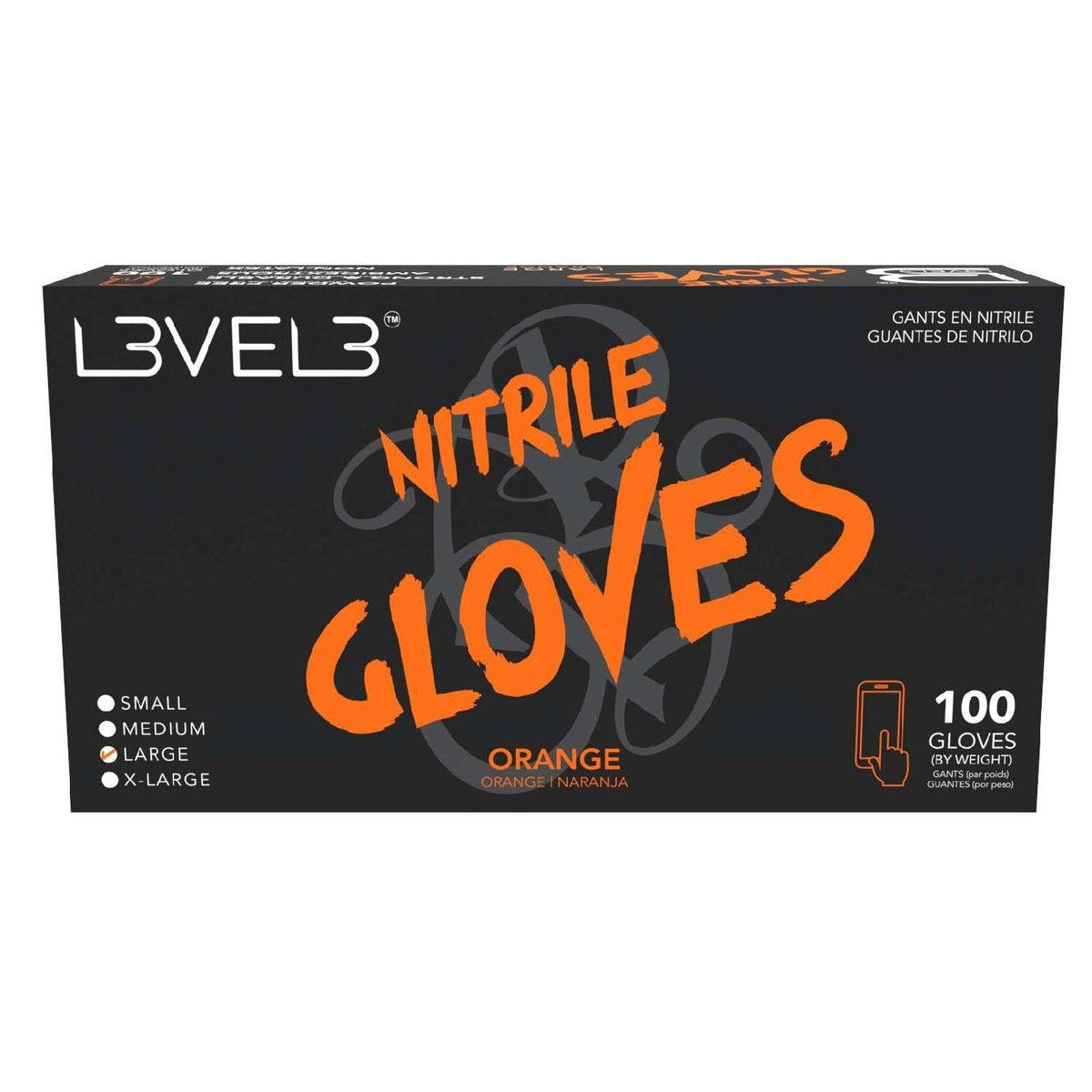 L3Vel3 Nitrile Gloves Orange Large 100 Piece My Beauty Site Pro