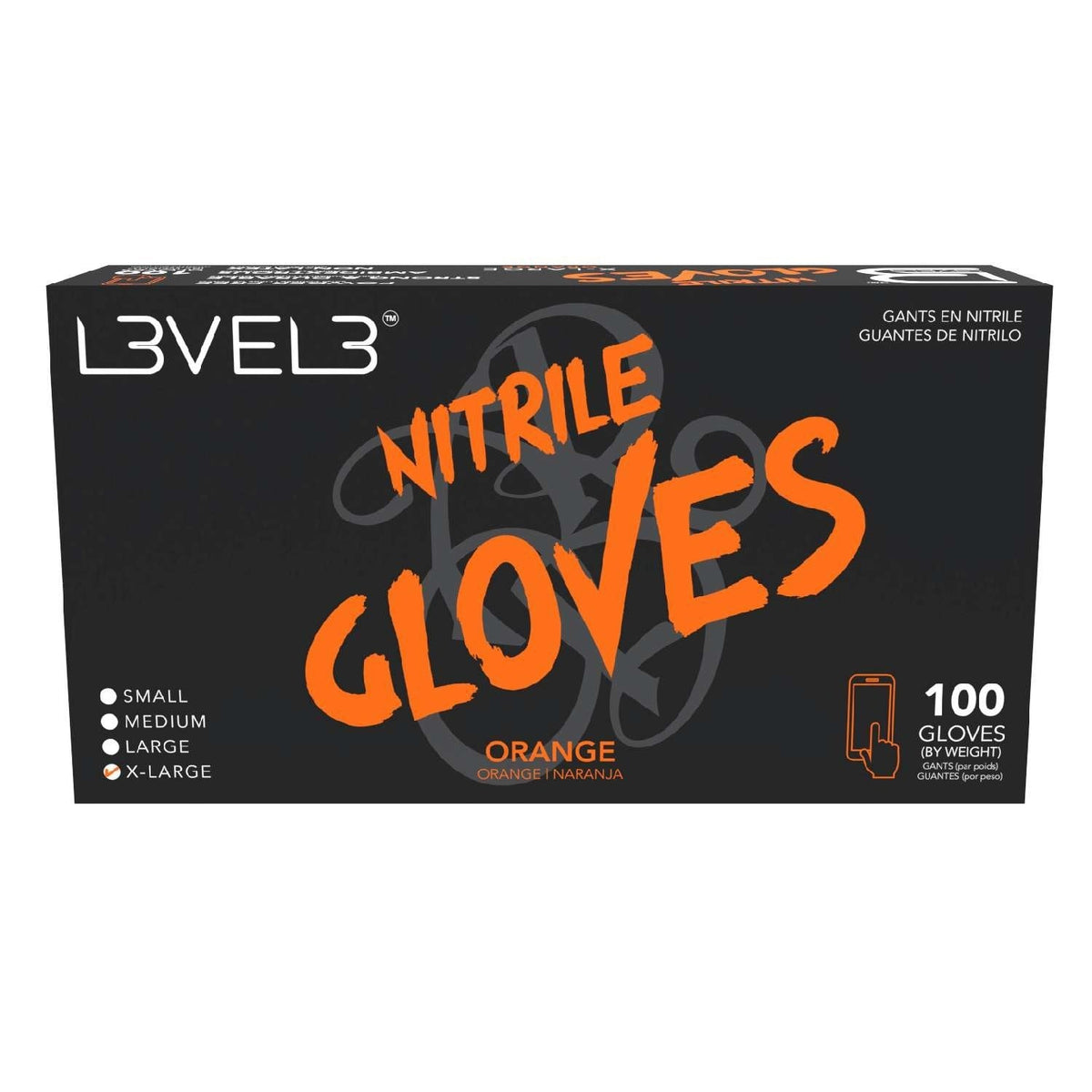 L3Vel3 Nitrile Gloves Orange X-Large 100 Piece My Beauty Site Pro