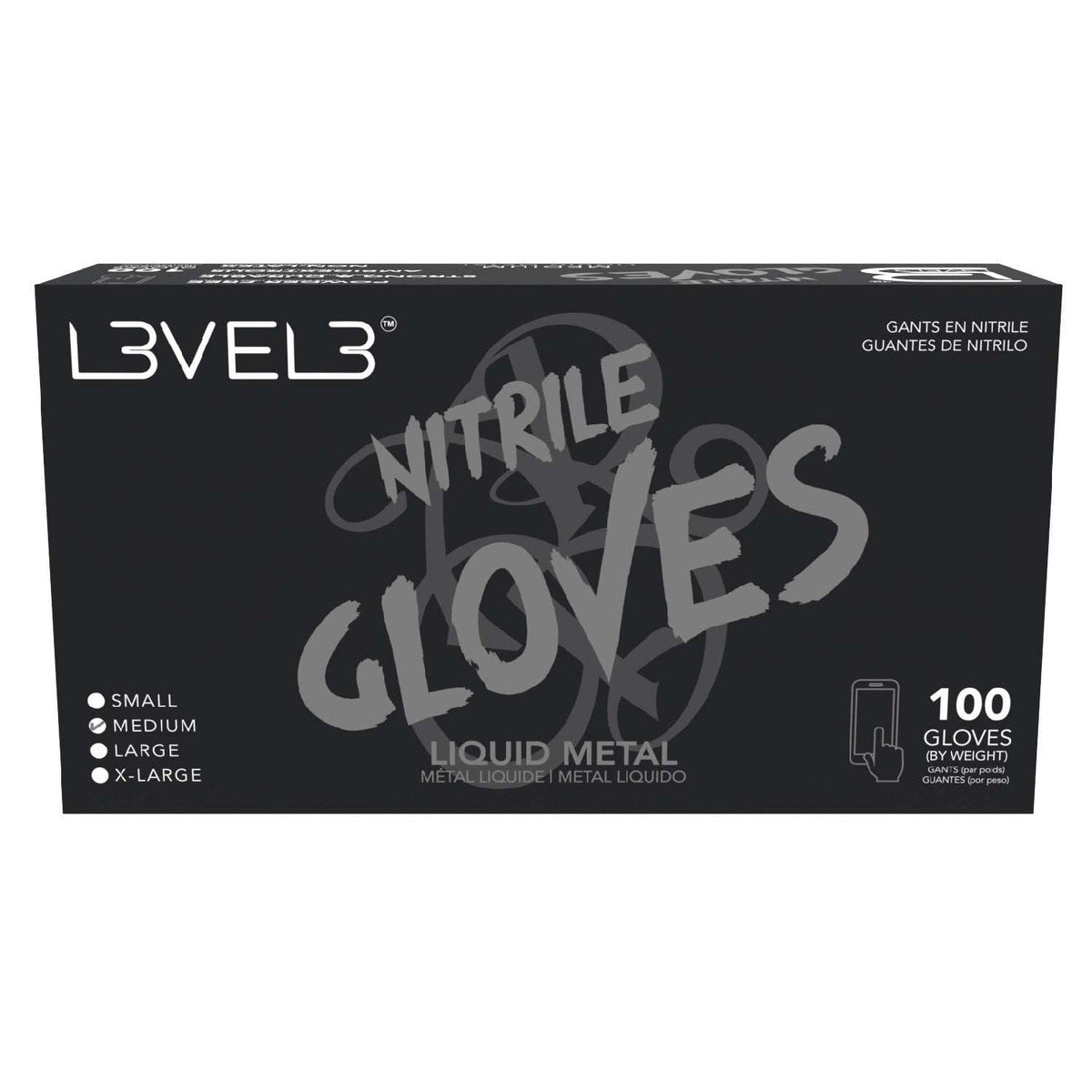 L3Vel3 Nitrile Gloves Liquid Metal Medium 100 Piece My Beauty Site Pro