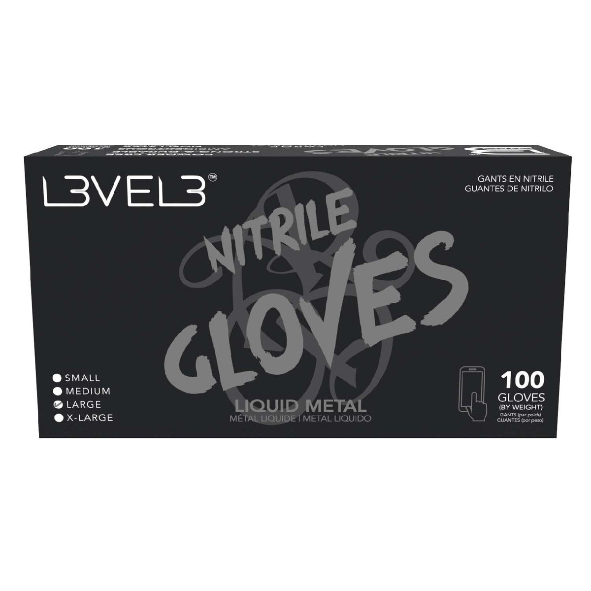 L3Vel3 Nitrile Gloves Liquid Metal Large 100 Piece My Beauty Site Pro