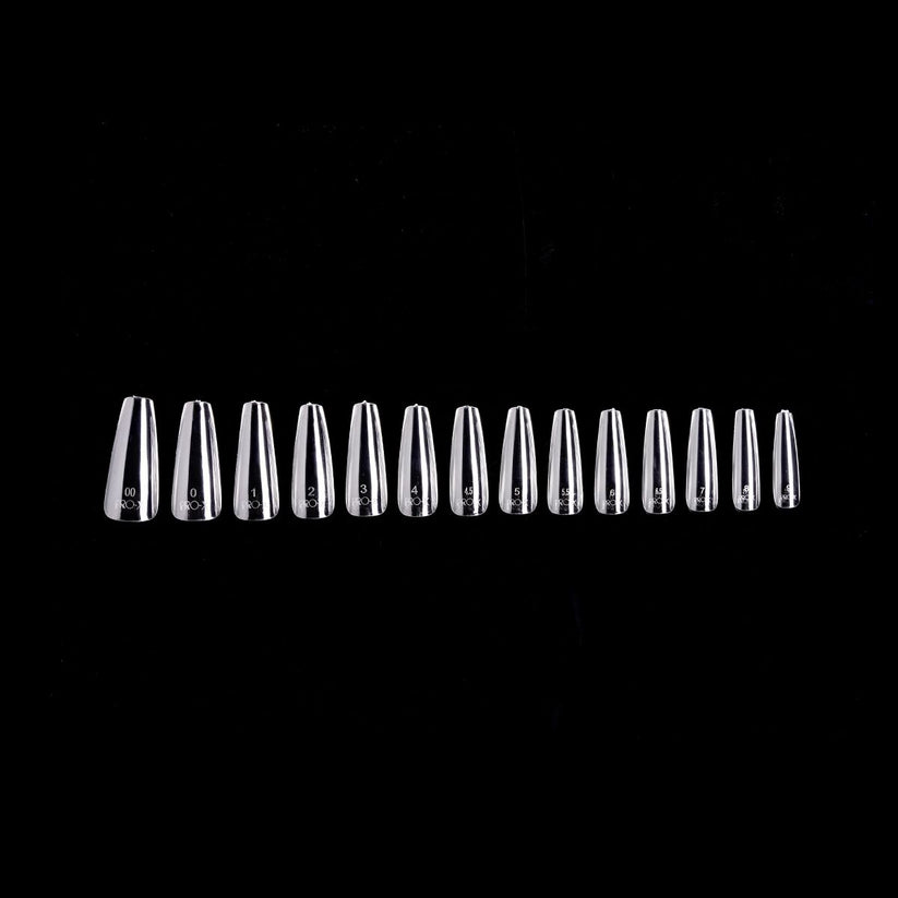 PRO-X Soft Gel Nail Tips 15 - Natural Coffin Long - 14 Sizes | 600pc Lunali Nail Supply