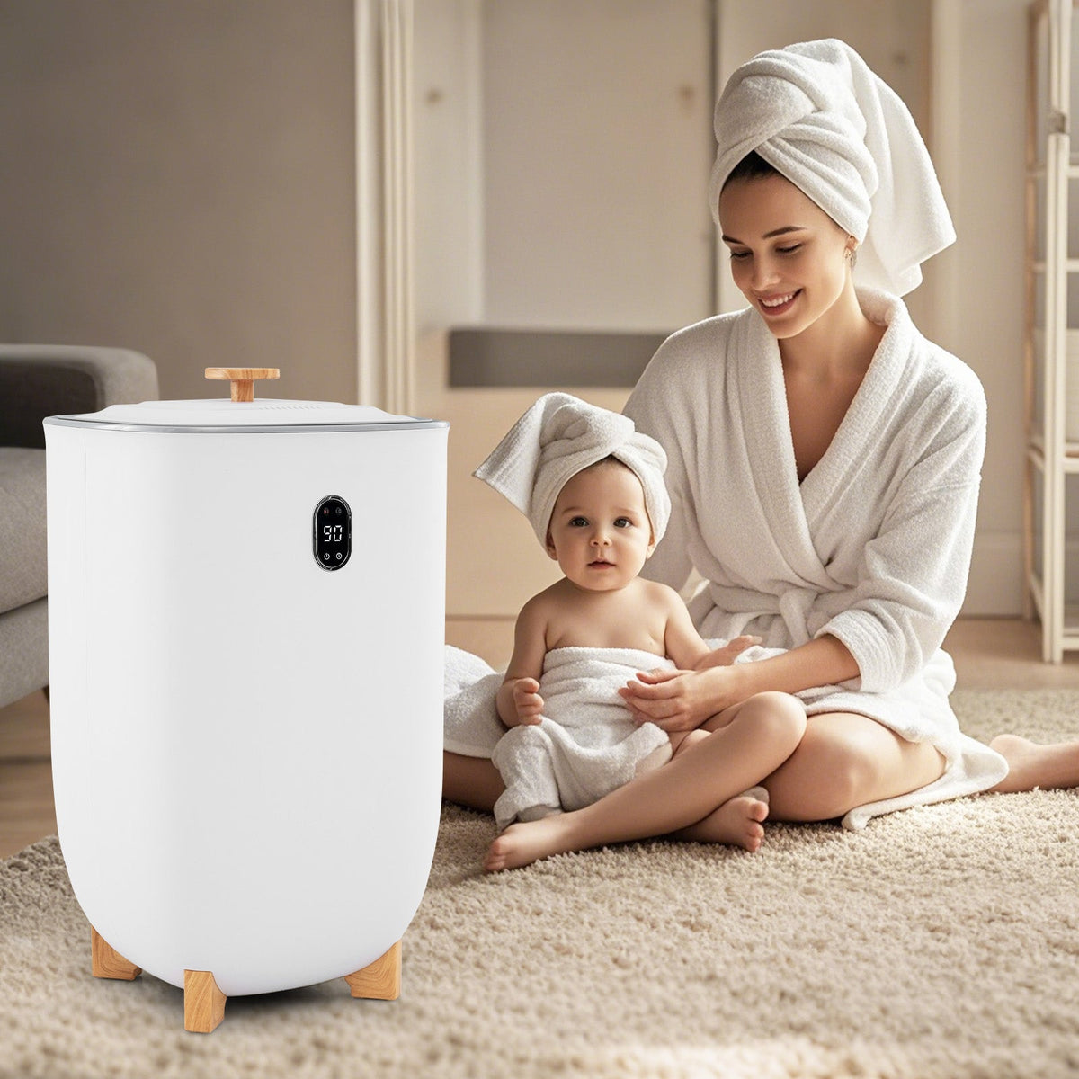 40L Towel Warmer Luxury Hot Towel Bucket with 2 Heating Temperatures-White DirectDeals