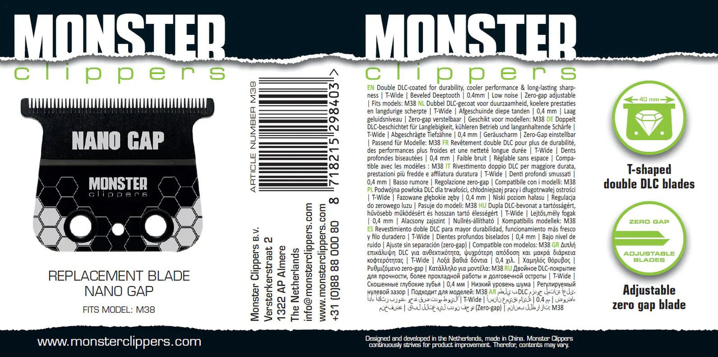 MonsterClipper NANO GAP CUTTING BLADE (M39) U-NIQUE Barber Supplies
