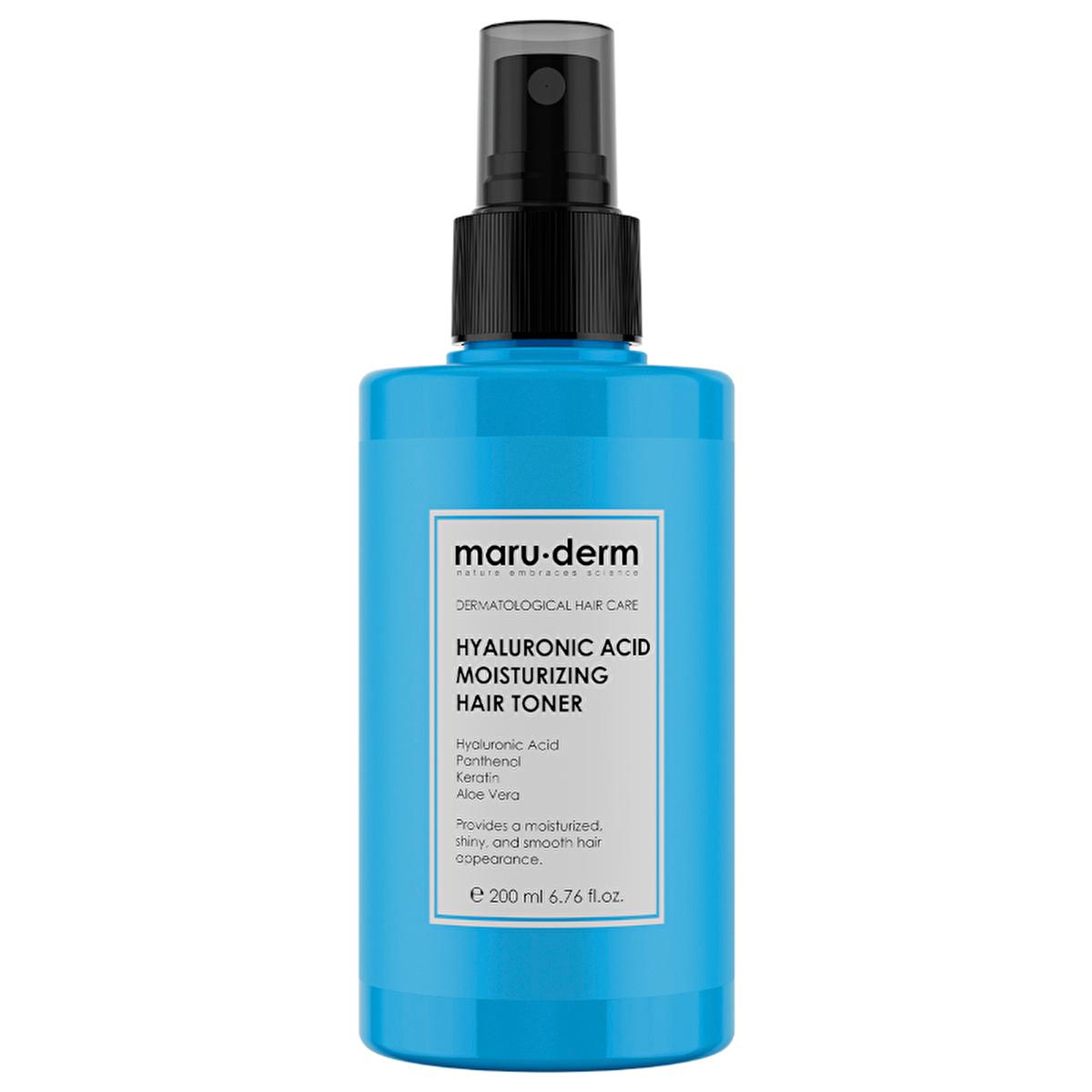 Maruderm Hyaluronic Acid Hydrating Hair Tonic - Nourishing Vegan Hair Care with Keratin & Aloe Vera - 6.76 fl oz Beauty Care Bag