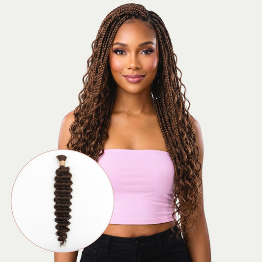 Medium Brown Deep Wave Color 4 Bulk 100% Human Braiding Hair Private Label