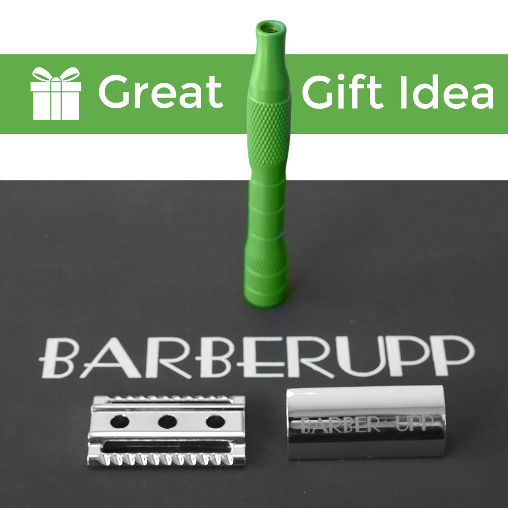 BarberUpp,Razor For Men, Long Handle (Brass) Safety Razor,Free Styptic Sticks,Astra Razor Blades Included, Single Blade Razor Perfect Addition To Your Safety Razor Kit. BarberUpp