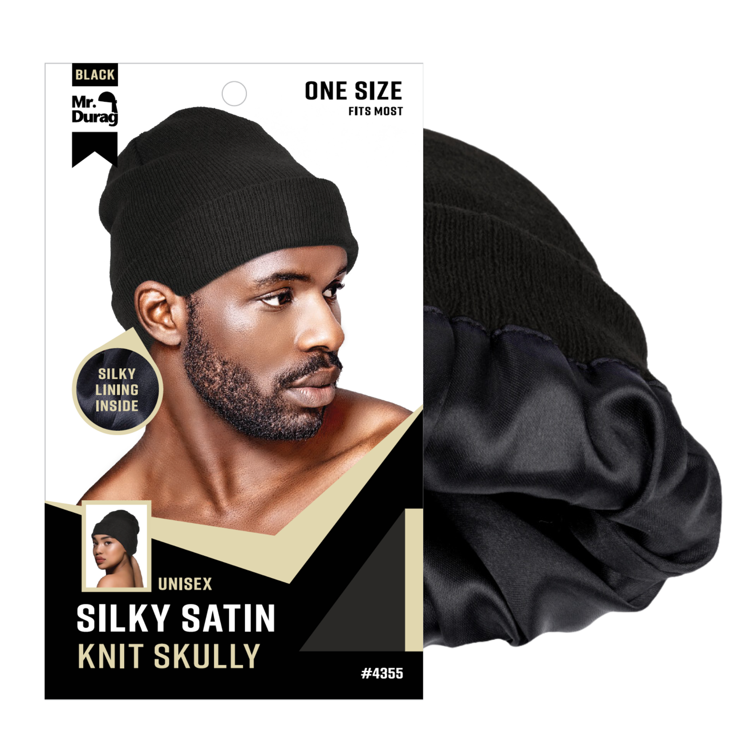 Mr. Durag Silky Satin Knit Skully, 1 Count, Black Annie International, Inc.
