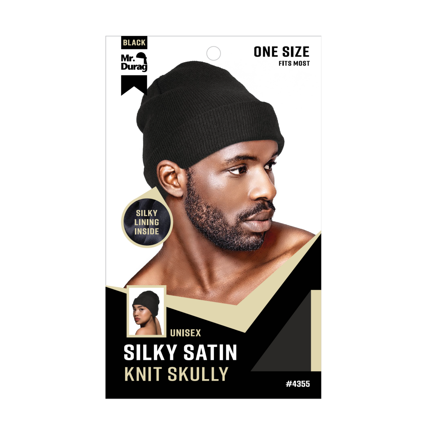 Mr. Durag Silky Satin Knit Skully, 1 Count, Black Annie International, Inc.