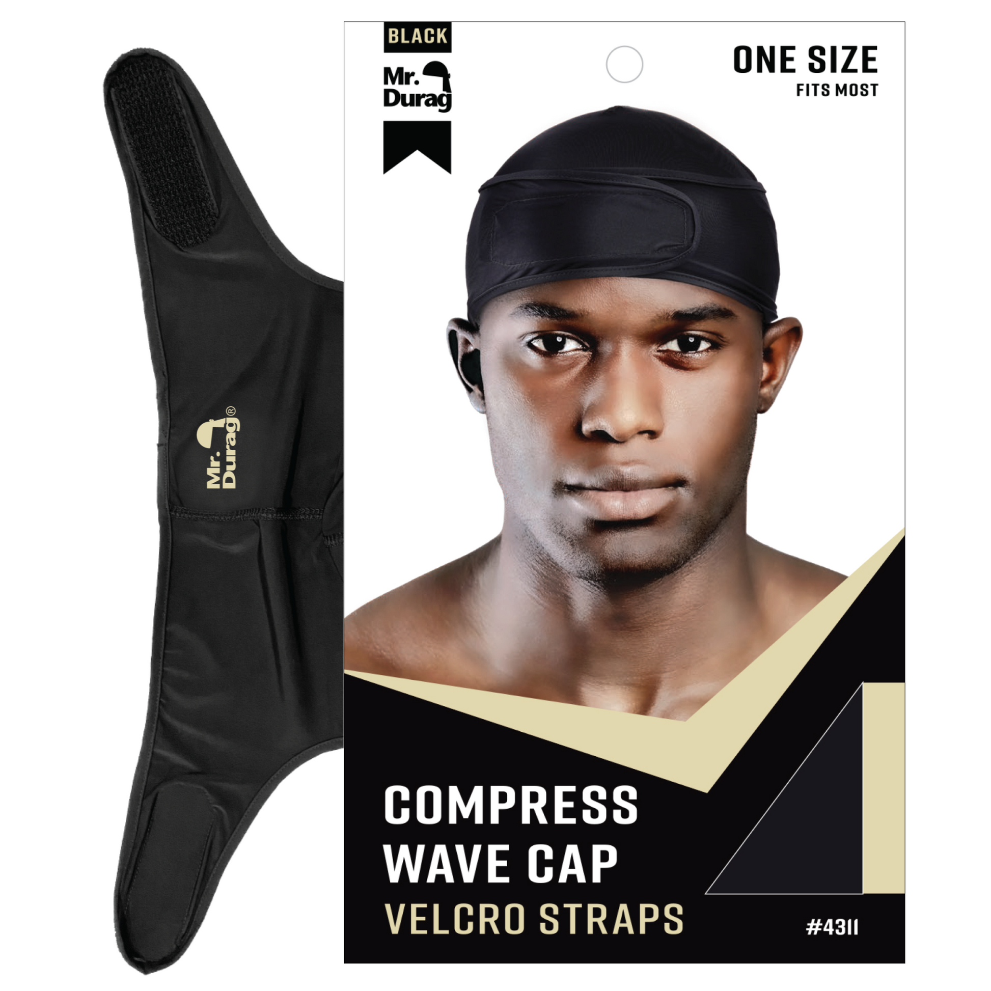 Mr. Durag Spandex Velcro Compress Wave Cap, 1 Count, Black Annie International, Inc.