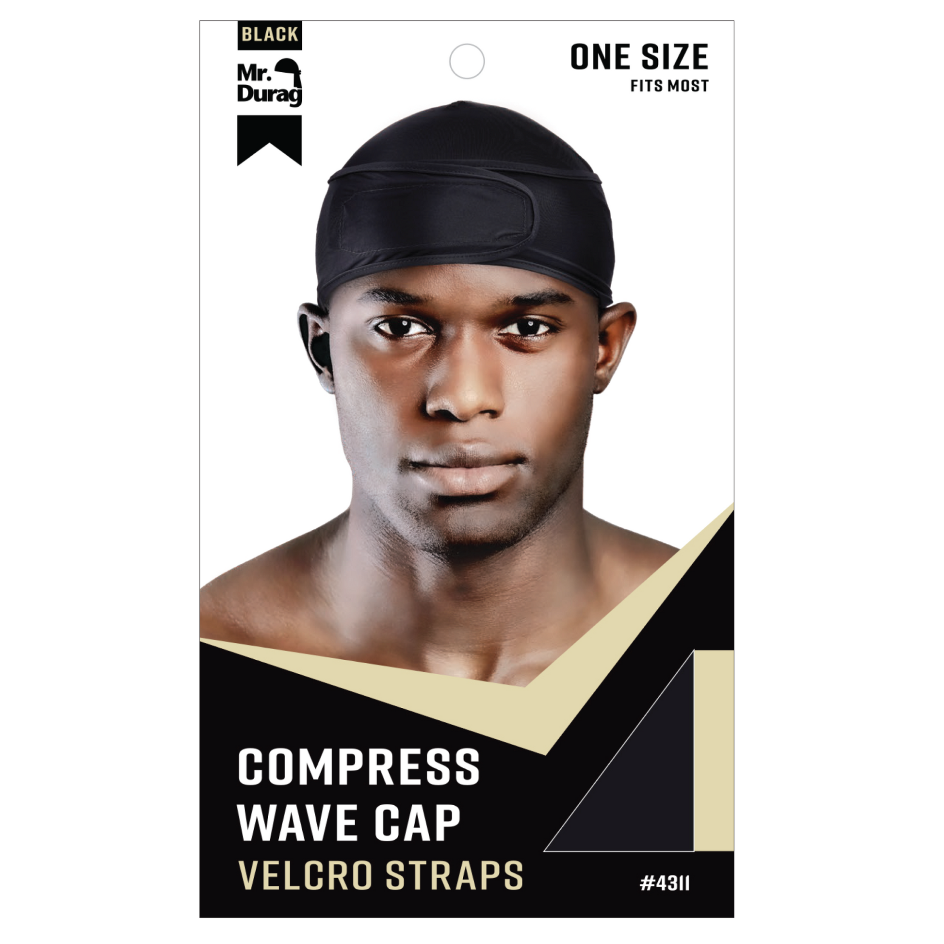 Mr. Durag Spandex Velcro Compress Wave Cap, 1 Count, Black Annie International, Inc.