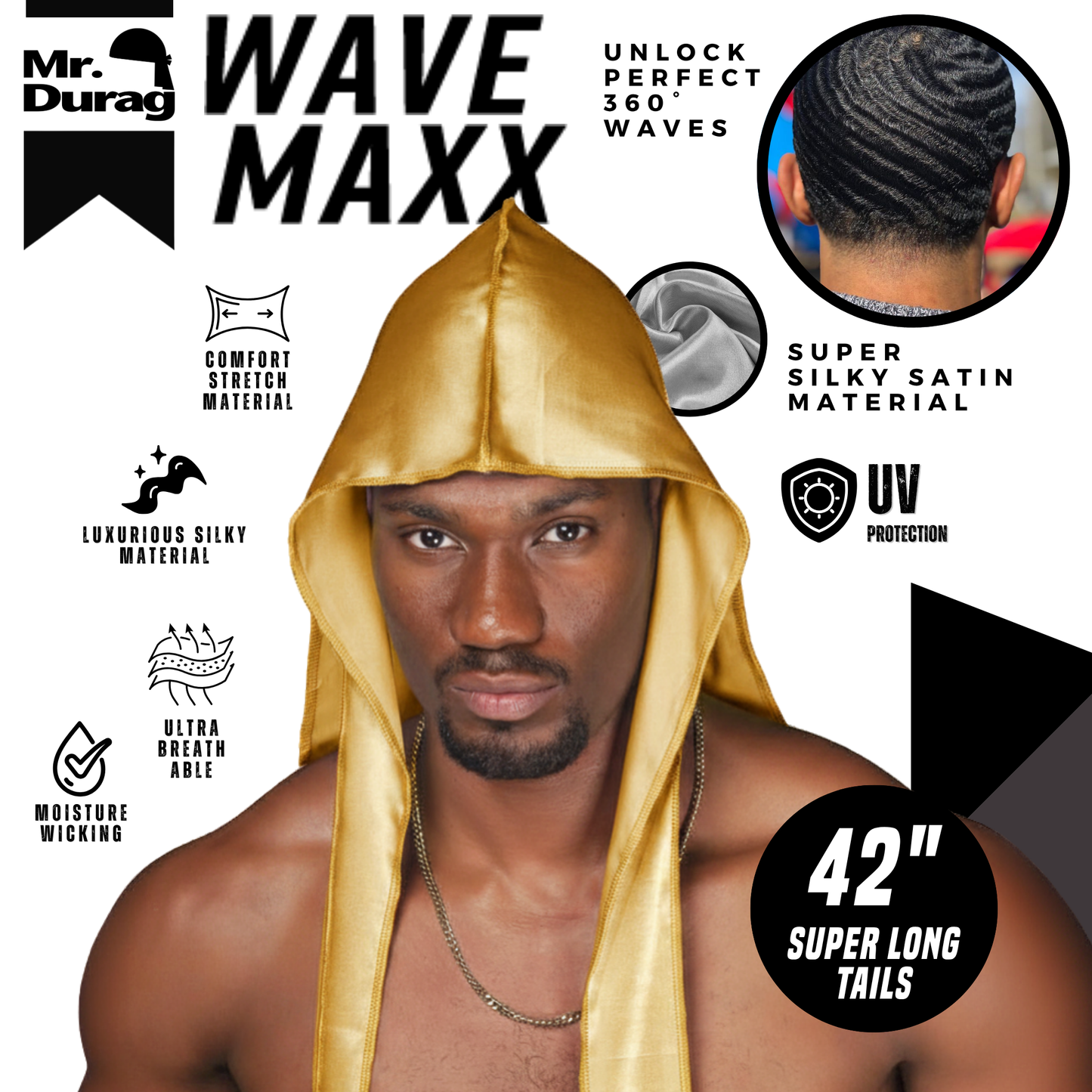 Mr. Durag Wave Maxx Silky Satin Durag, 1 Count, Assorted Vibrant Annie International, Inc.