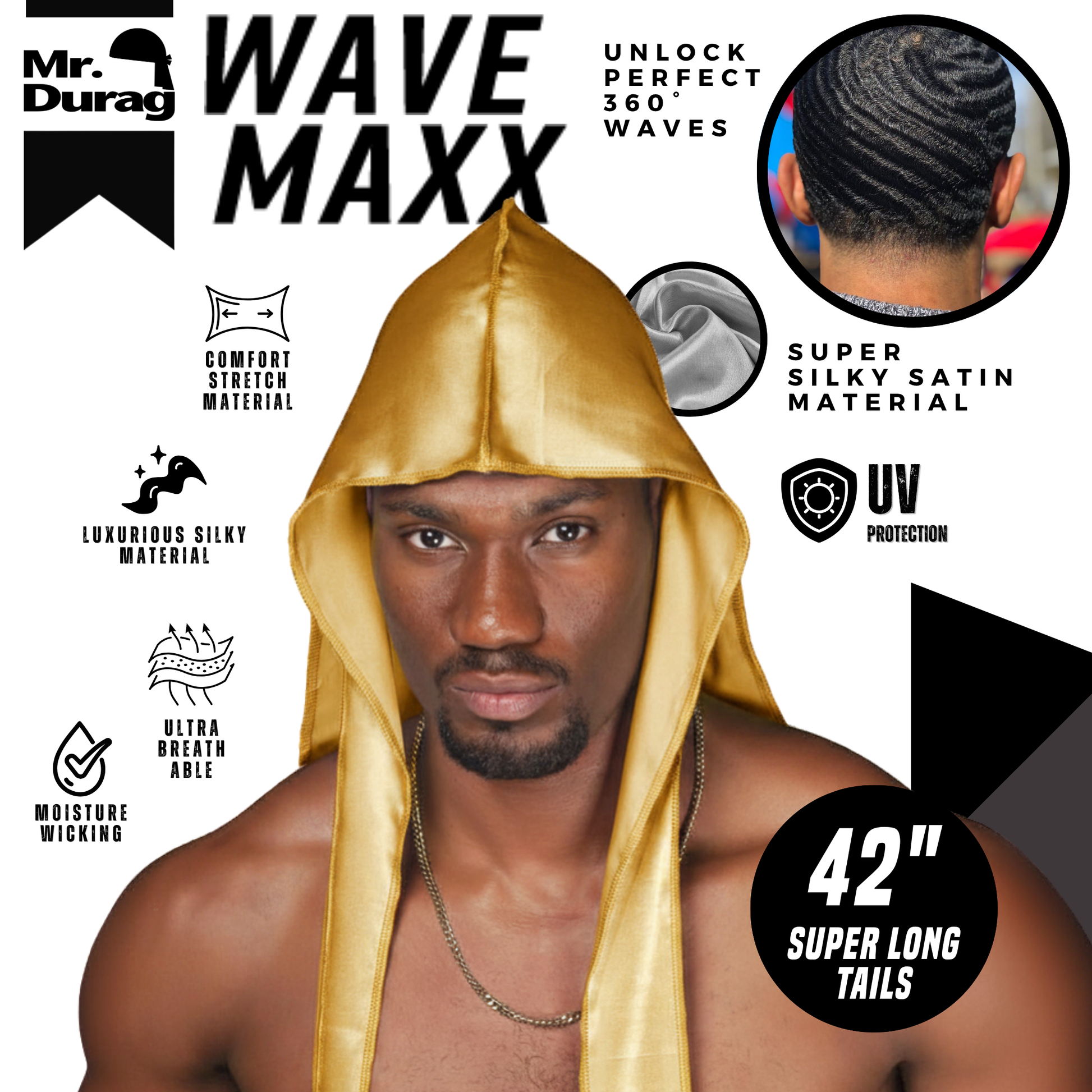 Mr. Durag Wave Maxx Silky Satin Durag, 1 Count, Assorted Vibrant Annie International, Inc.