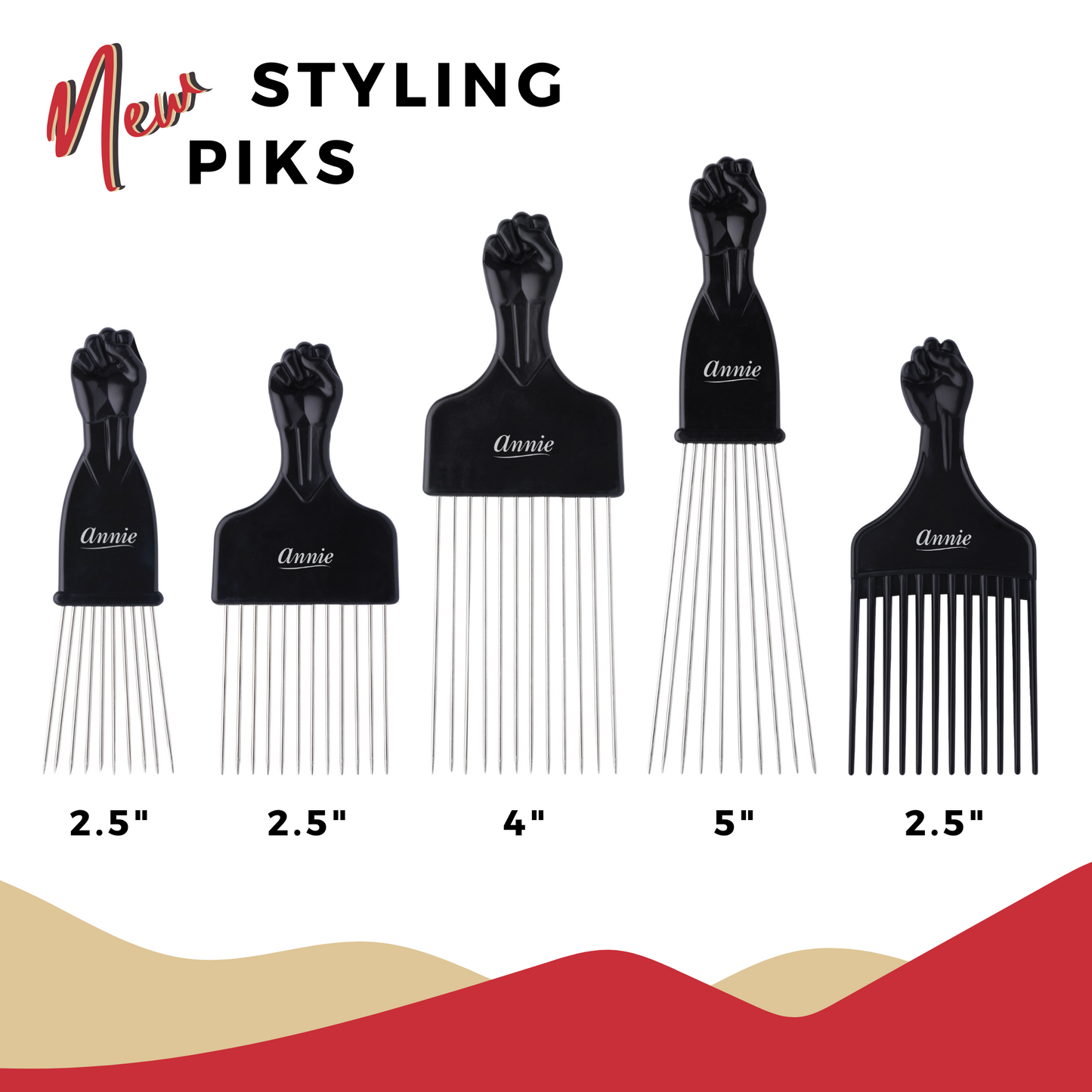 Annie Afro Styling Pik 2.5 Inch Regular, 1 Count,  Black Annie International, Inc.