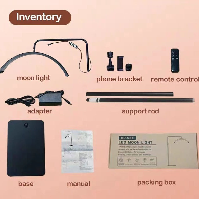 Tattoo Estheticians Pmu Eyelash LED Floor Light,  moon Lamp with phone holder INKSOULSUPPLY.COM