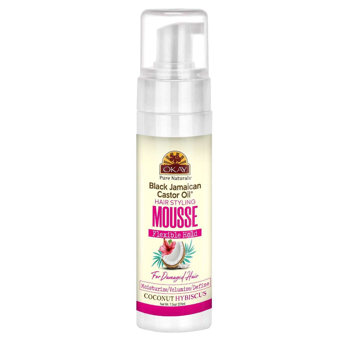 Okay Black Jamaican Castor Oil  Coconut Hibiscus Hair Styling Mousse 7.5 Oz My Beauty Site Pro