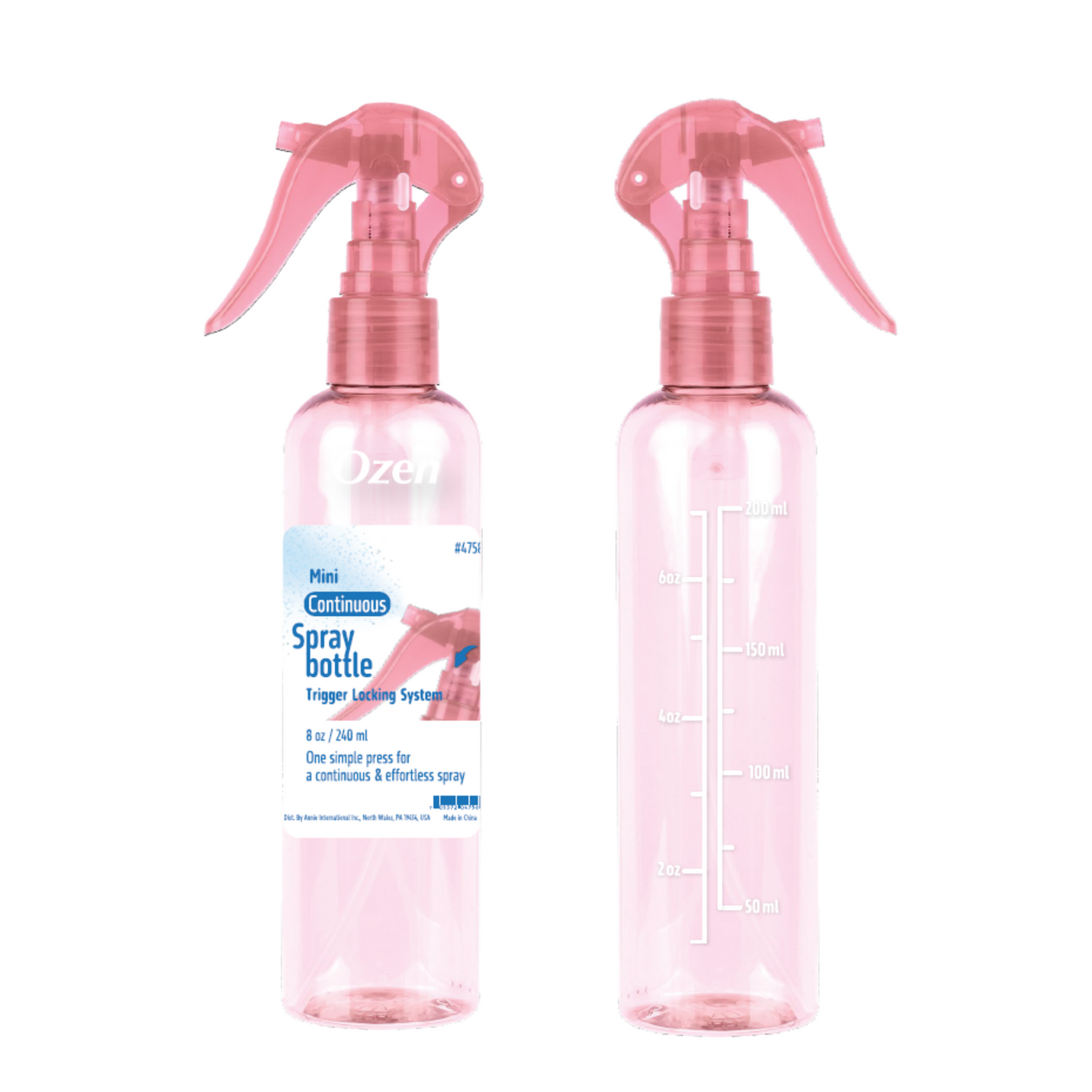 Ozen Mini Continuous Spray Bottle 8oz, 1 Count, Pink Transparent Annie International, Inc.