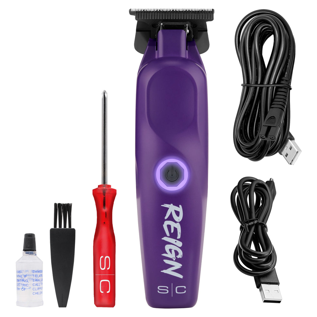 StyleCraft Reign Professional Hair Trimmer with EON Digital Brushless Motor - Purple Certified Clippers