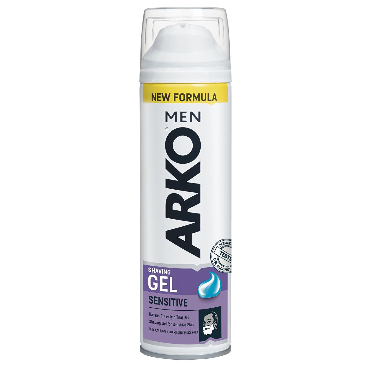 Arko Men Anti-Irritation Shaving Gel for Sensitive Skin - 200ml, Comfortable Shave for Men Beauty Care Bag