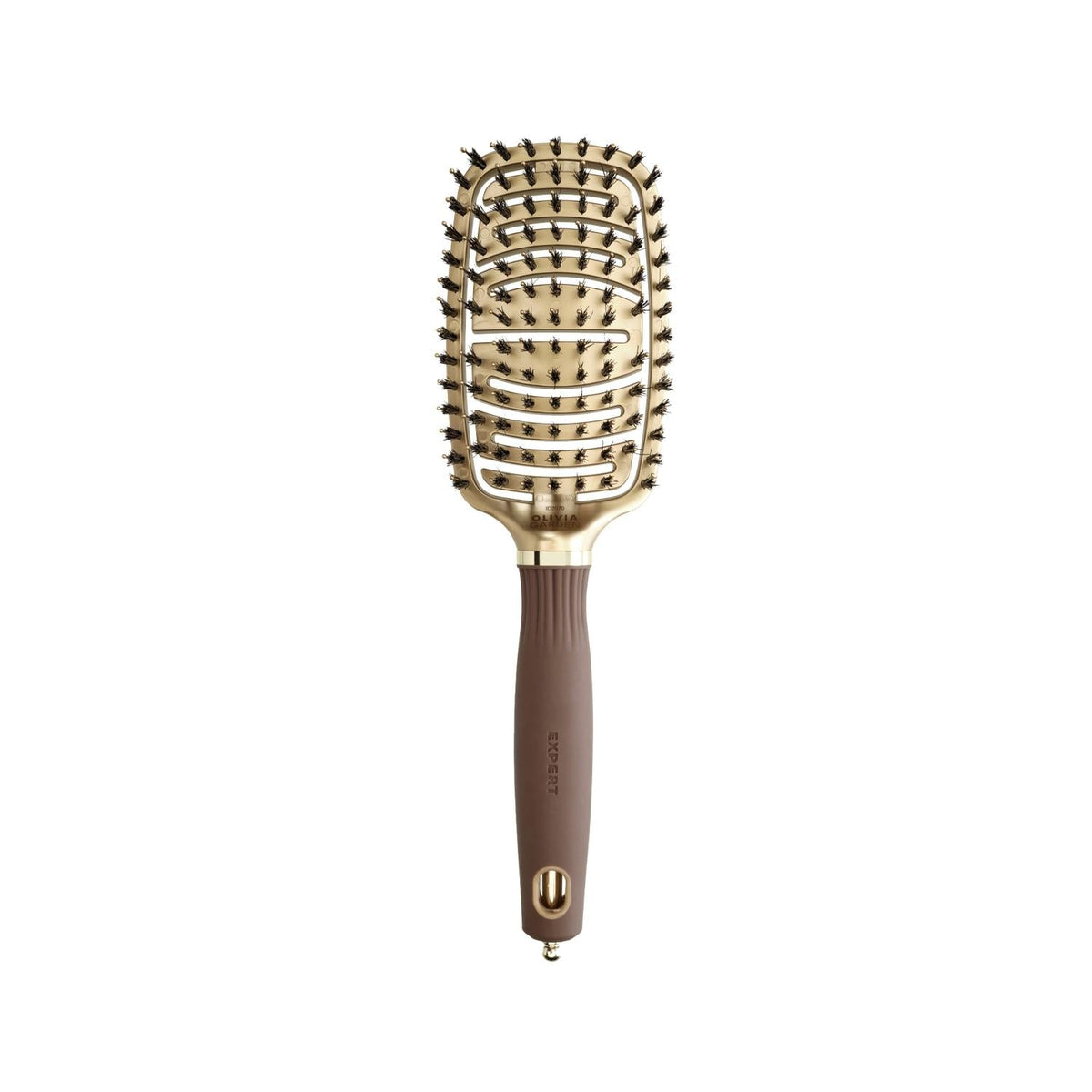 Olivia Garden Expert Care Flex Boar Nylon Bristles Gold Brown Hair Brush - Gentle Detangling & Styling for All Hair Types Beauty Care Bag