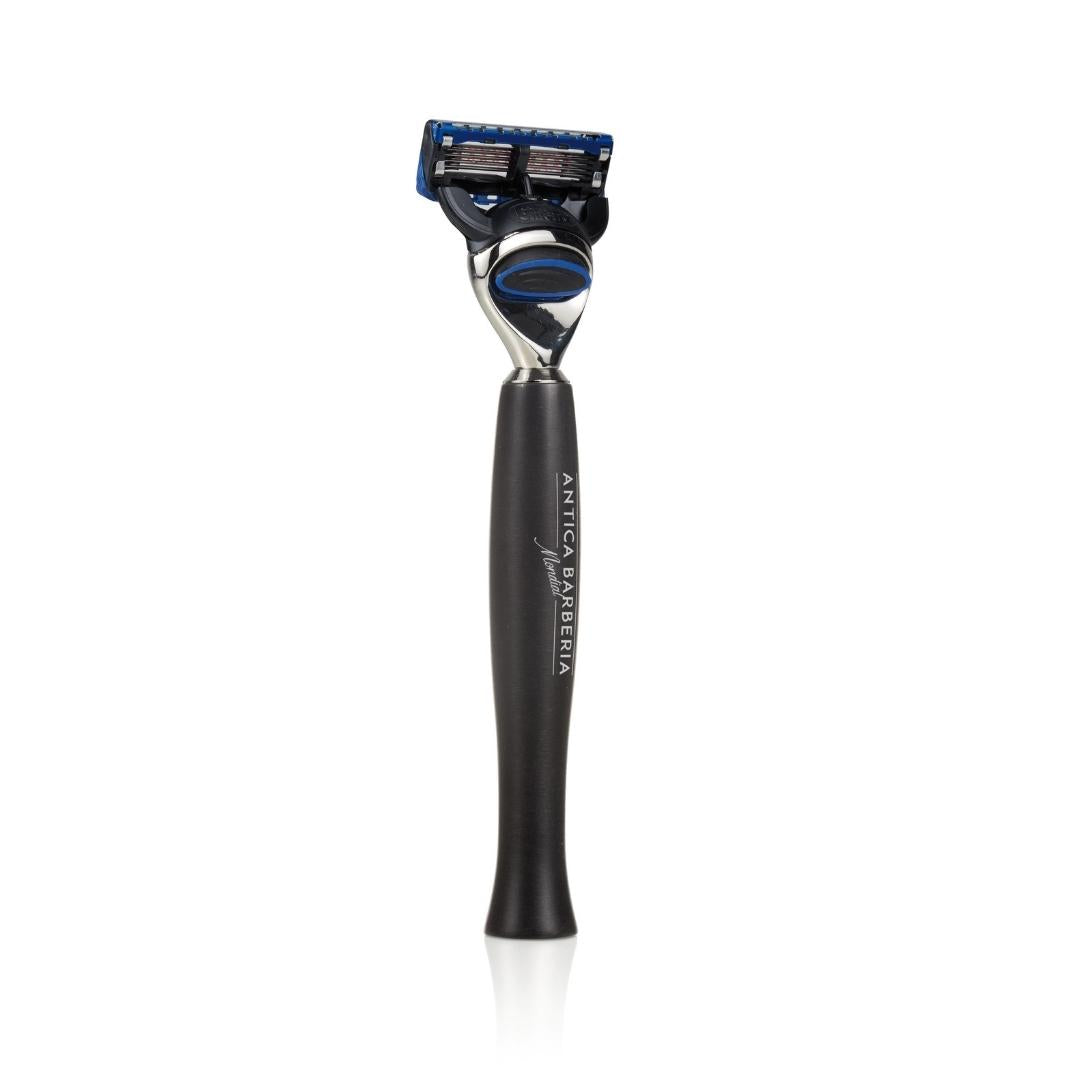 Panther Black Brushed Aluminum Razor Handle for Fusion Cartridge