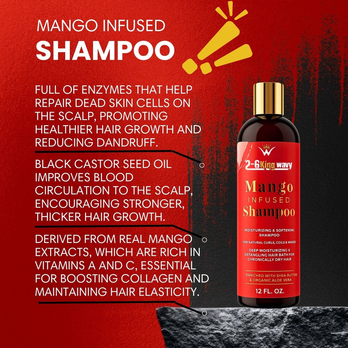 Infused Mango Shampoo 12 FL OZ Premium Quality (10% Off) 26 King Wavy Merch, LLC