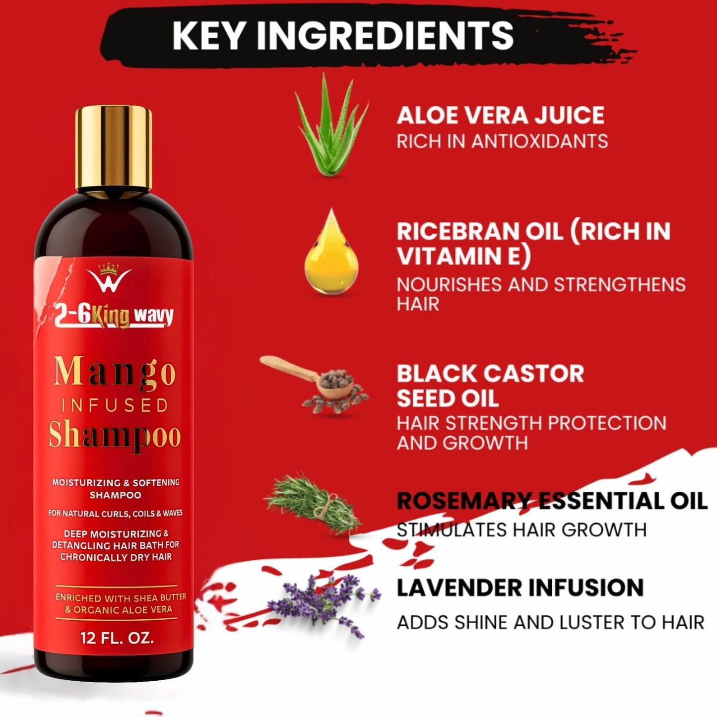Infused Mango Shampoo 12 FL OZ Premium Quality (10% Off) 26 King Wavy Merch, LLC