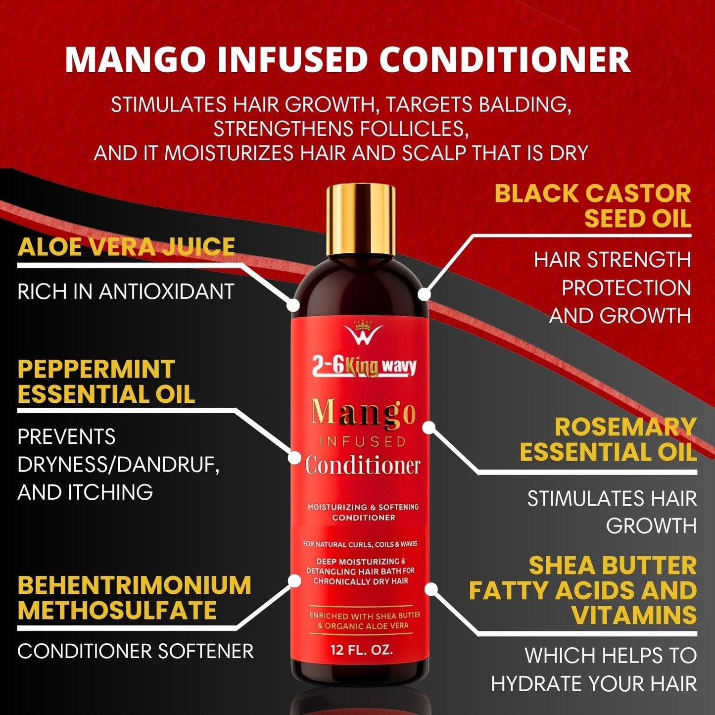 Infused Mango Shampoo 12 FL OZ Premium Quality (10% Off) 26 King Wavy Merch, LLC