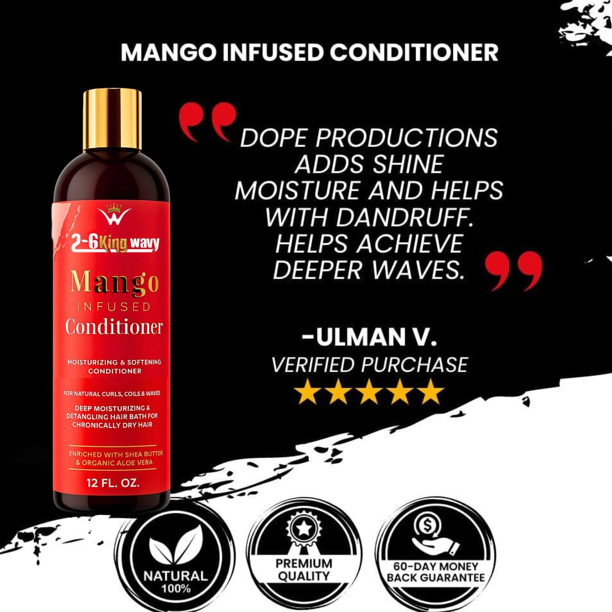 Mango Moisturizing Conditioner for Soft, Manageable Hair (Conditioner Bottle) 26 King Wavy Merch, LLC