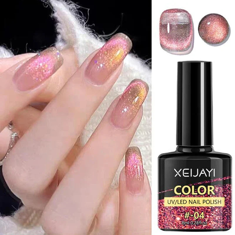 XEIJAYI Pink Cat Eye Gel Nail Polish Ceramic Magnetic Gel UV Semi-permanent Enamels Varnish Nail Supplies For Professionals Gel Blushimmer