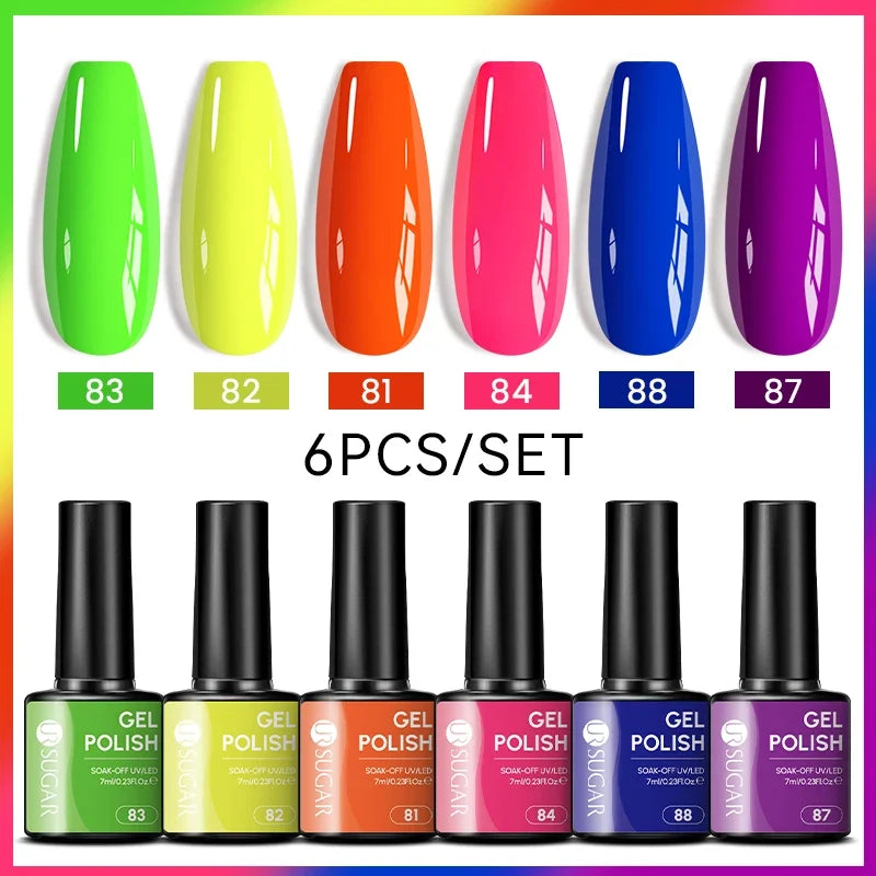 UR SUGAR 7ml All Season Gel Nail Polish Set Nude Pink Red Glitter Semi Permanent UV Gel Kits All For Manicure Soak Off Vernis Blushimmer