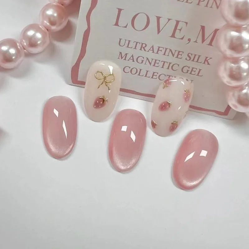 24Pcs Oval Short Pink Press on Nails Simple Ombre Spring False Nail for Sweet Sassy Cool Women&Girl Removable Wearable Nail Art Blushimmer
