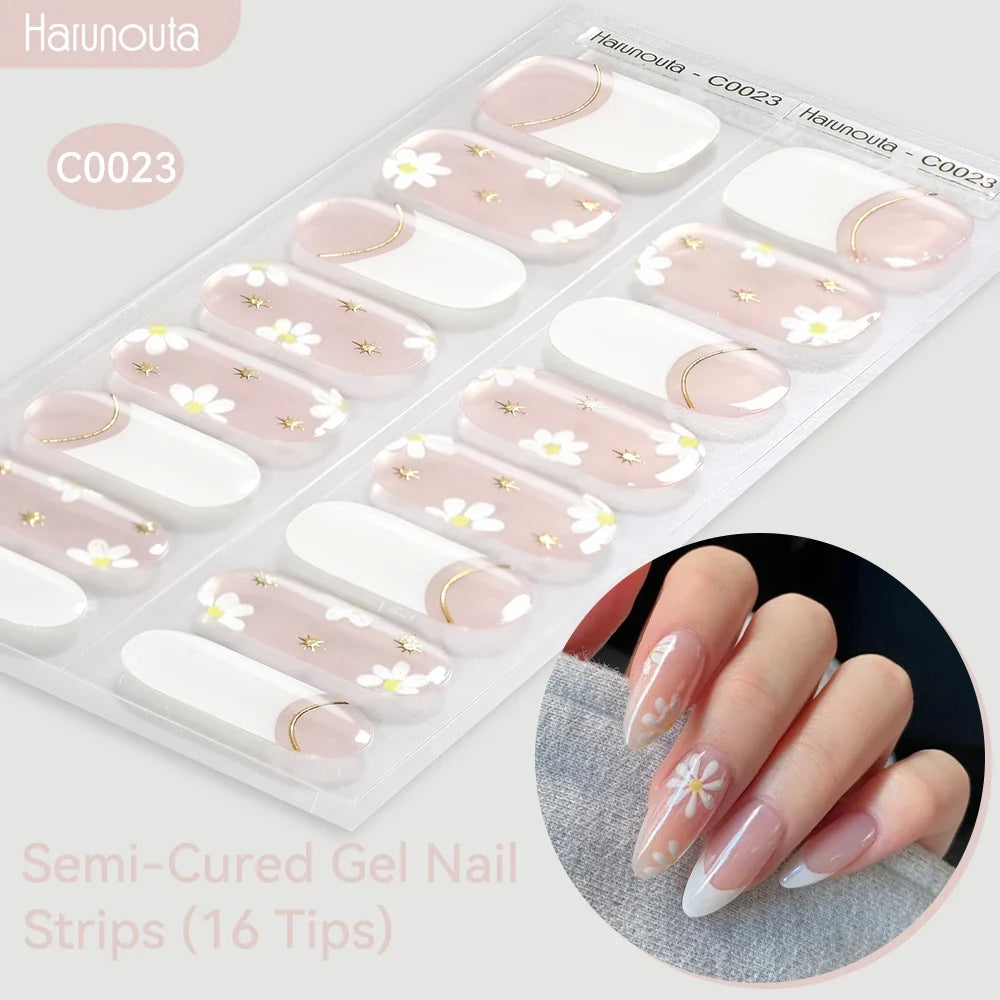 Gradient Auroras Semi Cured Gel Nail Strips Sparkly Shinning DIY Gel Polish Stickers for Nails Works with UV/LED Nail Lamps Blushimmer
