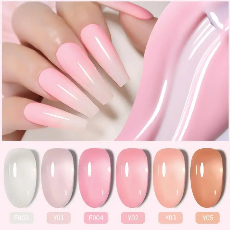 LILYCUTE 6PCS/SET 7ml Jelly Pink Nude Translucent Gel Nail Polish Set Semi Permanent Soak Off Nail Art Manicure Gel Set Blushimmer