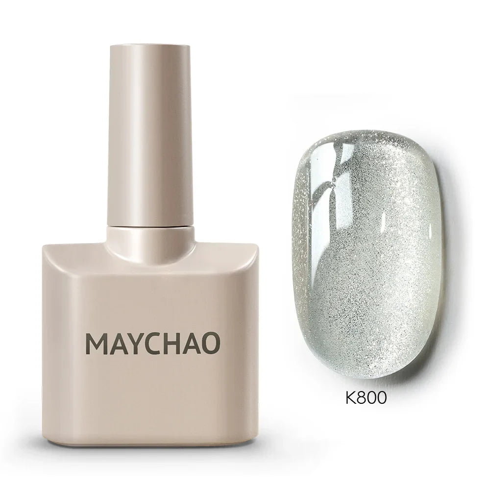 MAYCHAORomantic Galaxy Cat Eye Gel Nail Polish With Magnet Soak off UV Holographic Magnetic Rainbow Gel Polish for Nail Manicure Blushimmer