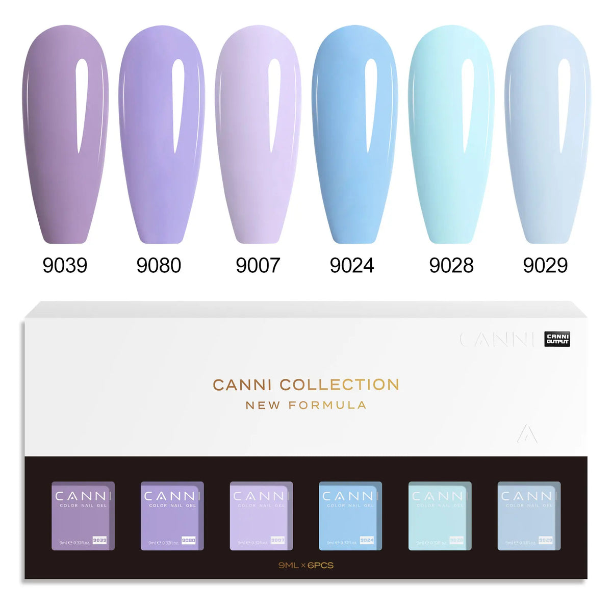6pcs*9ml CANNI HEMA FREE Nail Gel Polish Set Gorgeous Color Semi Permanent Pigmented Painting Gel Soak off UV LED Gel Nails Kit Blushimmer