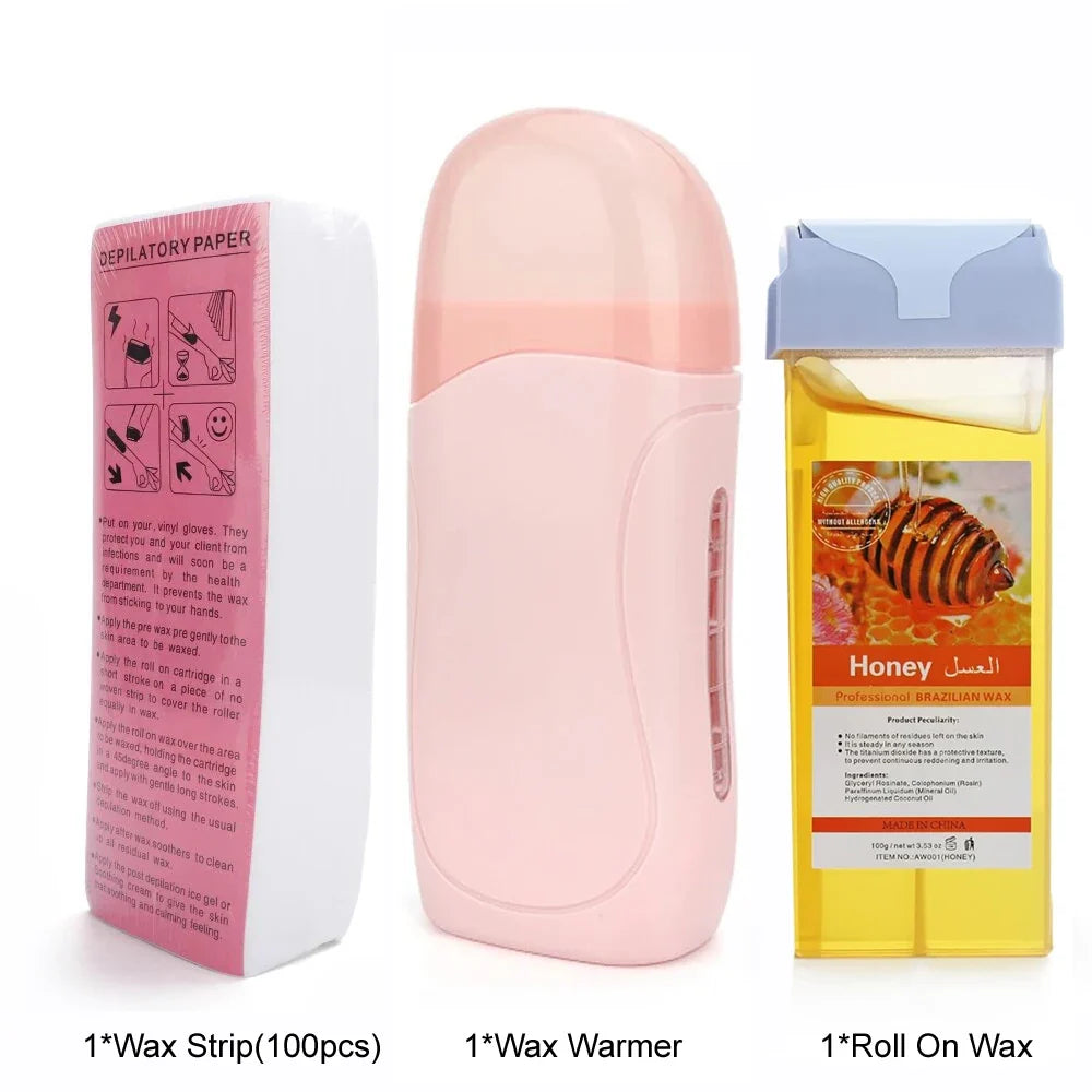 Roll On Waxing Kit With Wax Cartridges And Wax Strips 3 In 1 Soft Wax Heater Kit Hair Removal Wax Wax Paper Waxing Kits Warmer Noventix