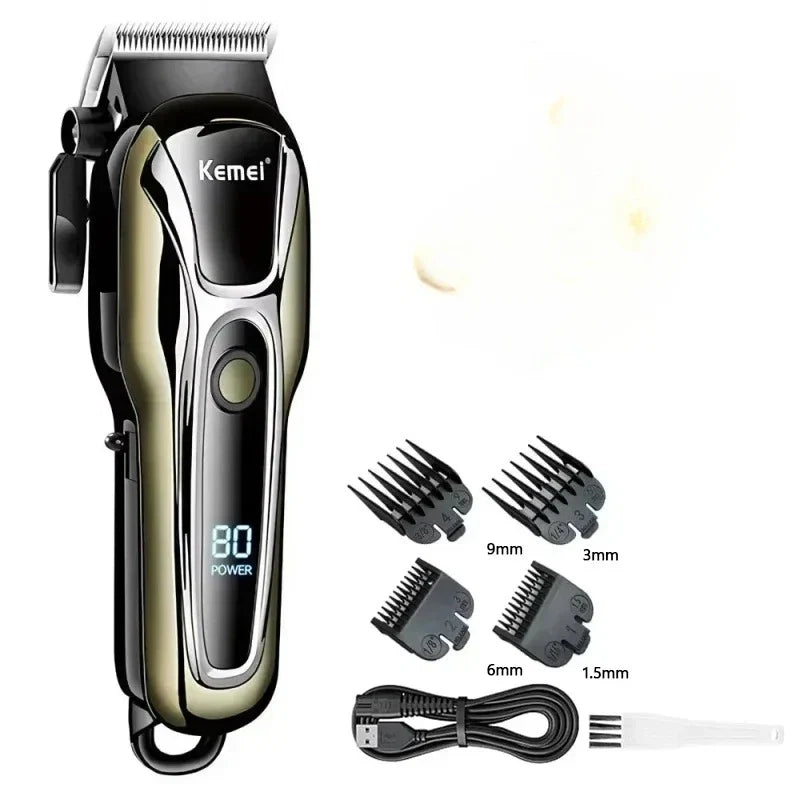 Kemei PG1990A Rechargeable Hair Clipper or Limit Combs Professional Cordless Men Hair Trimmer Men's Hair Cutting Machine Barber Noventix