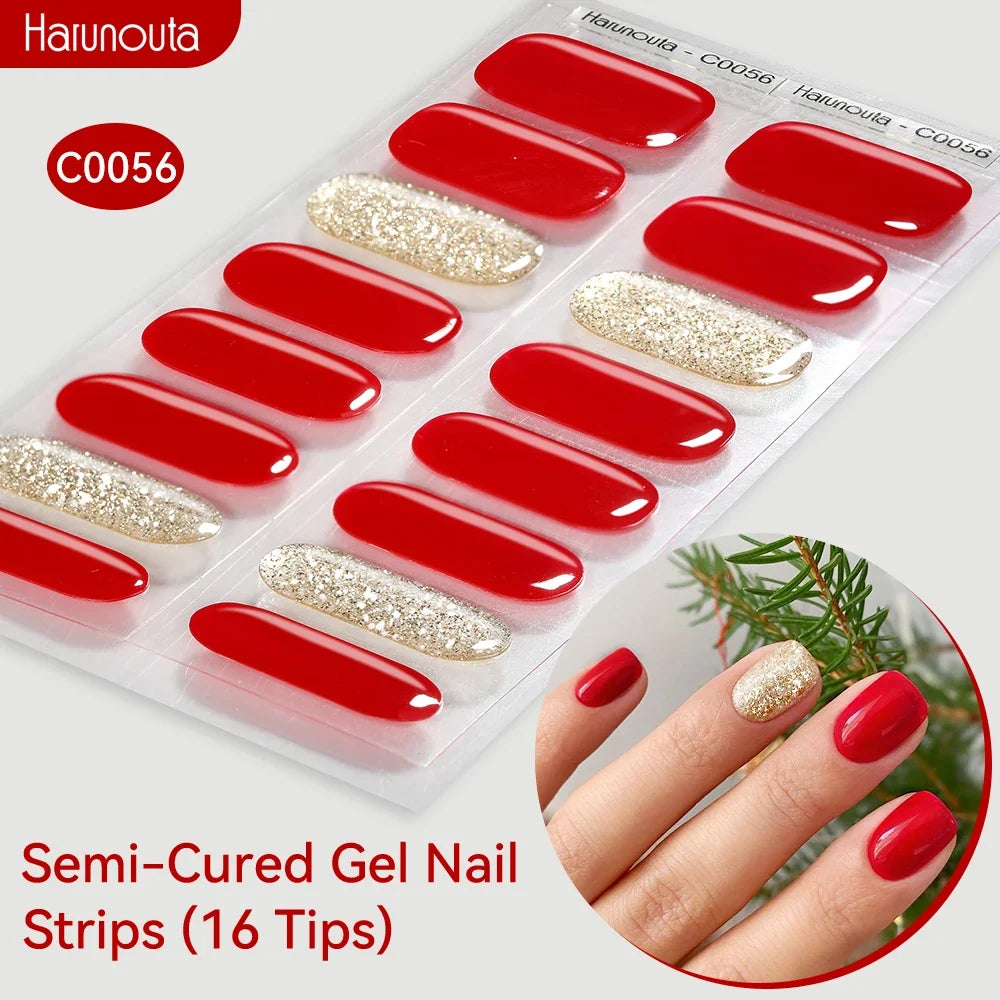 Gradient Auroras Semi Cured Gel Nail Strips Sparkly Shinning DIY Gel Polish Stickers for Nails Works with UV/LED Nail Lamps Blushimmer