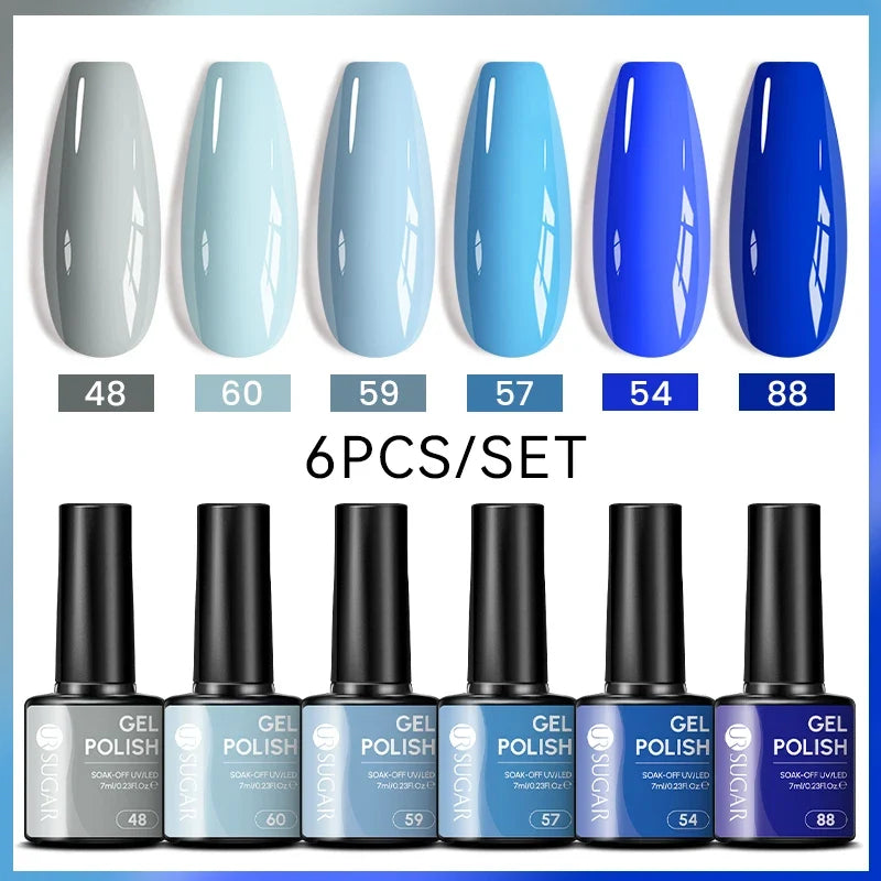 UR SUGAR 7ml All Season Gel Nail Polish Set Nude Pink Red Glitter Semi Permanent UV Gel Kits All For Manicure Soak Off Vernis Blushimmer
