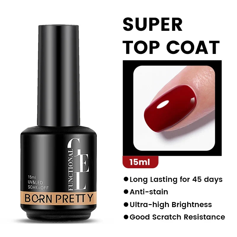 BORN PRETTY Milky Pink Rubber Base Gel Nail Polish Glitter 15ml Semi-Permanent Varnish Soak Off Self Leveling UV LED Gel Blushimmer