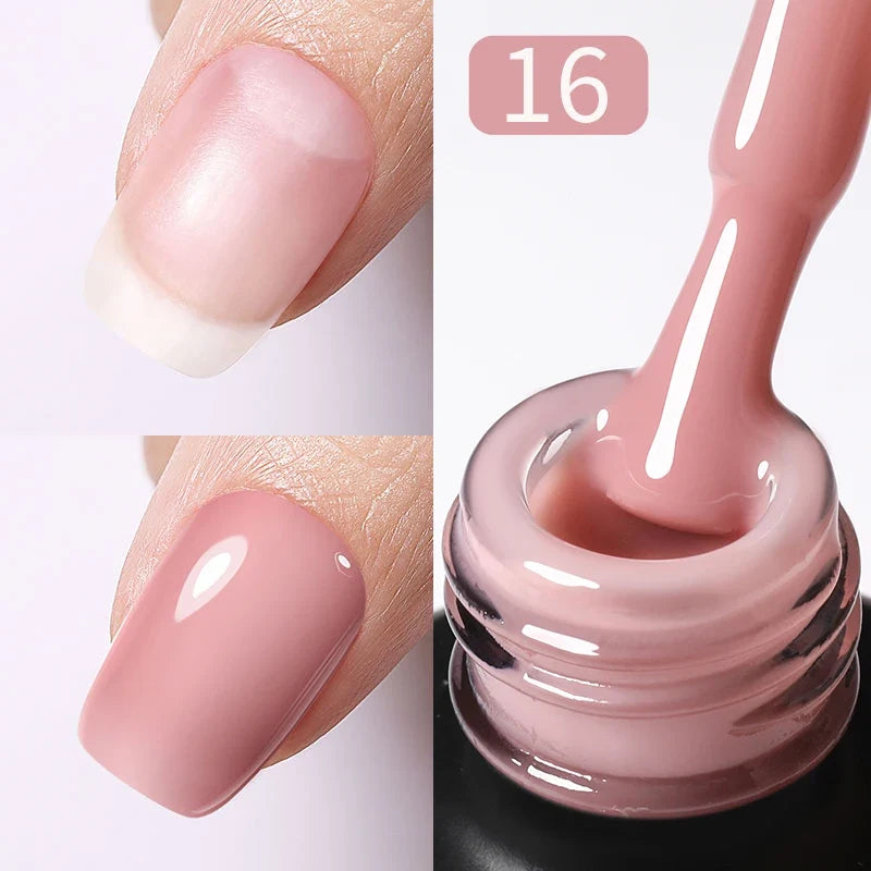 BORN PRETTY Milky Jelly Rubber Base Gel for Gel Nail Polish 15ml Russian Self-leveling Nude Color Soak Off Semi Permanent UV Gel Blushimmer