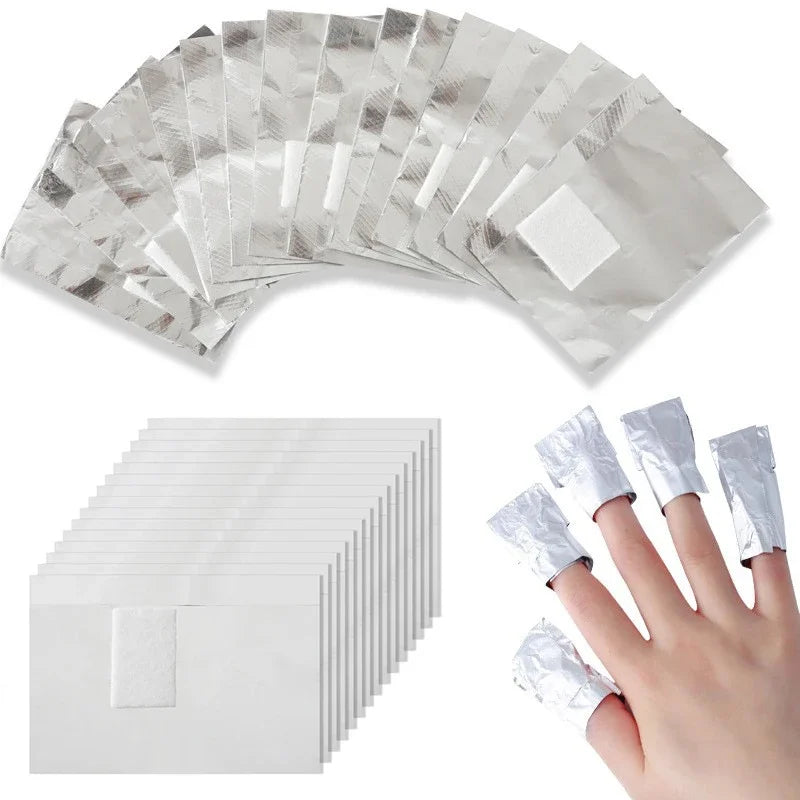 100Pcs Bag Aluminium Foil Nail Art Soak Off Polish Nail Removal Wraps Towel Gel  Remover Manicure Tool Blushimmer