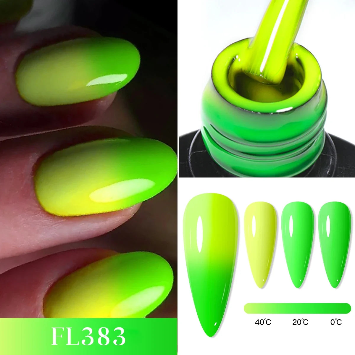 FOUR LILY 7ml Thermal Nail Gel Polish 3 Colors Changing Semi Permanent Soak Off UV/LED Nail Supplies Gel for Manicure Design Blushimmer