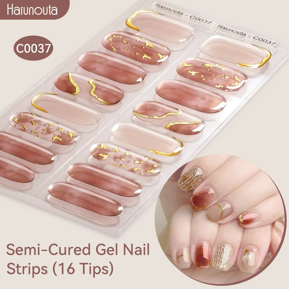 Gradient Auroras Semi Cured Gel Nail Strips Sparkly Shinning DIY Gel Polish Stickers for Nails Works with UV/LED Nail Lamps Blushimmer