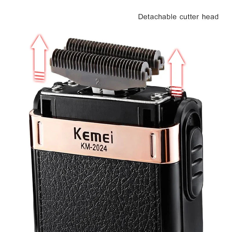 Kemei Twin Blade Waterproof Reciprocating Cordless Razor USB Rechargeable Shaving Machine Electric Shaver for Men Barber Trimmer Noventix