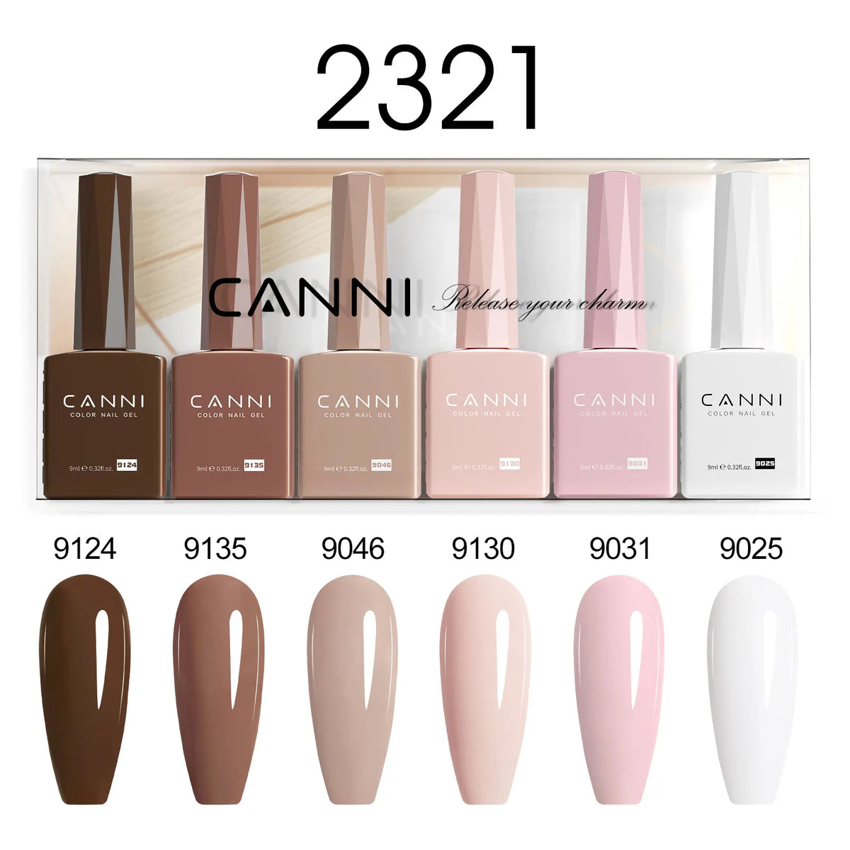 6pcs*9ml CANNI HEMA FREE Nail Gel Polish Set Gorgeous Color Semi Permanent Pigmented Painting Gel Soak off UV LED Gel Nails Kit Blushimmer