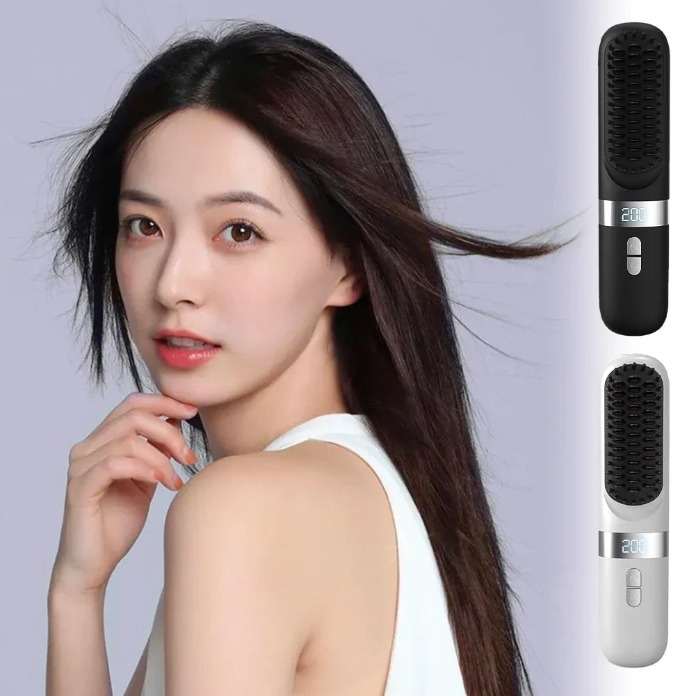 Wireless Hair Straightener Hot Comb Ceramic Heating Professional Electric Brush smoot hairstyle Iron Negative Ion Hair Care Comb Noventix