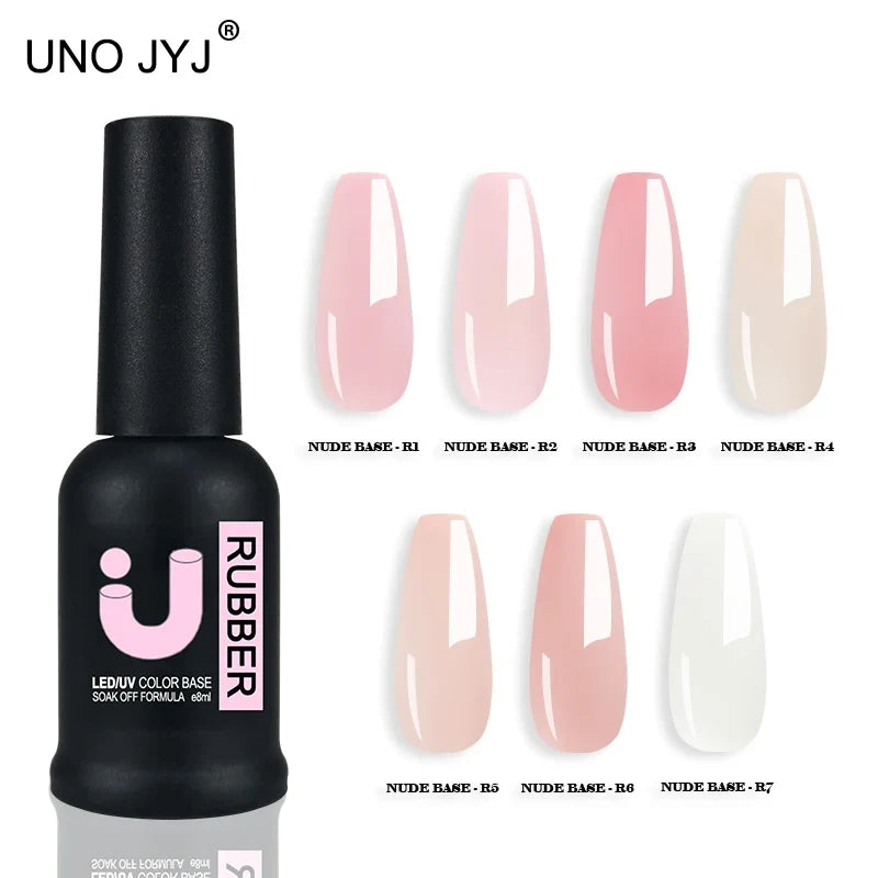 UNO JYJ Nude Rubber Base Gel Polish Semi-permanent Nail Polish UV Varnish Manicure Natural Nail Base Coat 7 Colors Basis Gellac Blushimmer